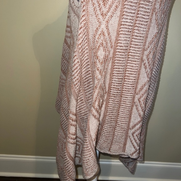 multiples  Open Front Long Cardigan Sweater Vest  Size M orange Aztec Sleeveless - Picture 4 of 11